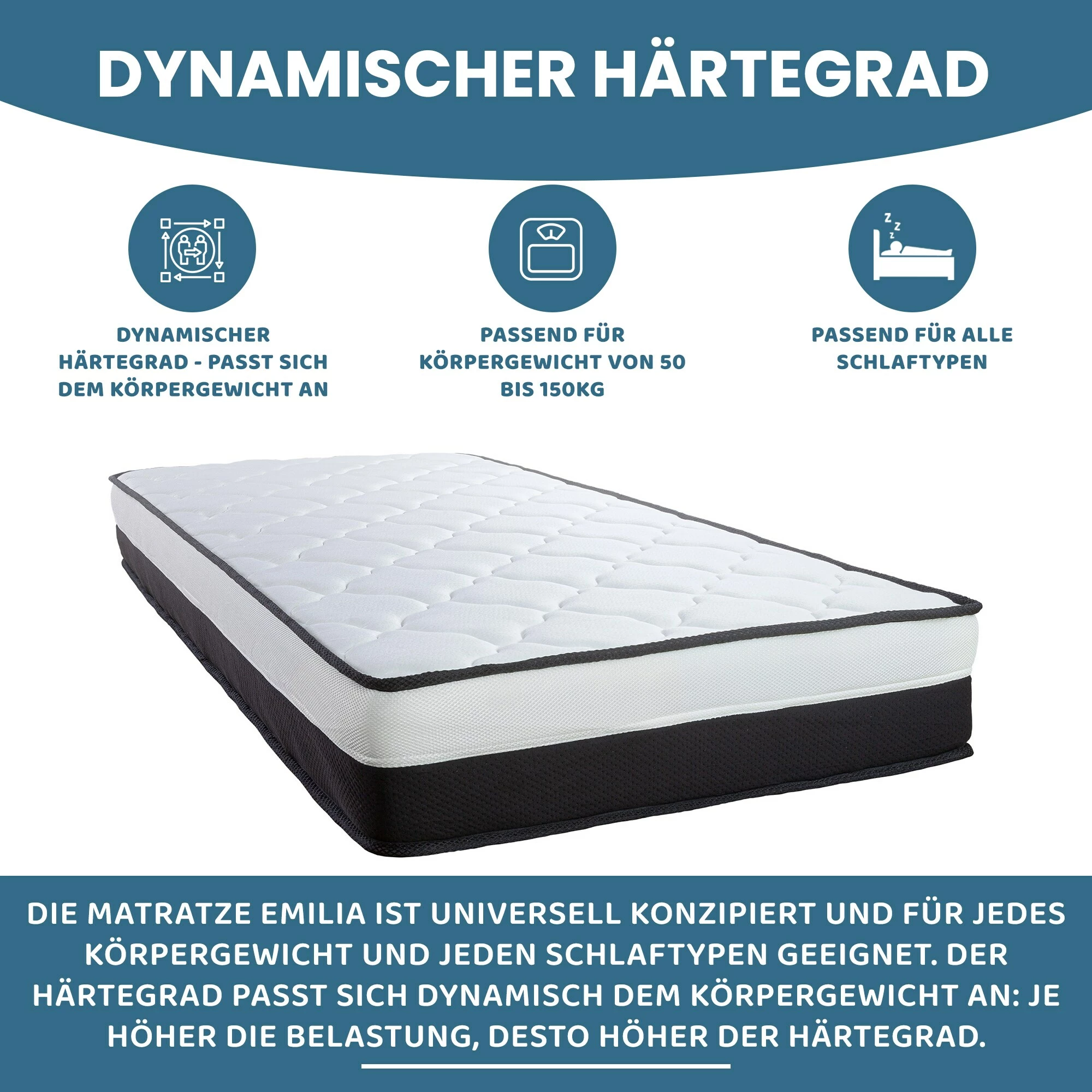 Arensberger EMILIA 7-Zonen Taschenfederkern Matratze, 120 X 200 Cm, Höhe 23cm 4 Arensberger EMILIA 7-Zonen Taschenfederkern Matratze, 120 X 200 Cm, Höhe 23cm – Bild 4