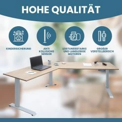 Albatros Eck-Schreibtisch-Gestell LIFT L7S, Silber, Stufenlos Verstellbar In Höhe, Breite Und Winkel, 3 Motoren, Elektrisch -Vicco Geschäft 8600153300 3170 prod 003
