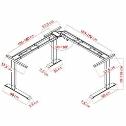 Albatros Eck-Schreibtisch-Gestell LIFT L7S, Silber, Stufenlos Verstellbar In Höhe, Breite Und Winkel, 3 Motoren, Elektrisch -Vicco Geschäft 8600153300 3170 prod 005