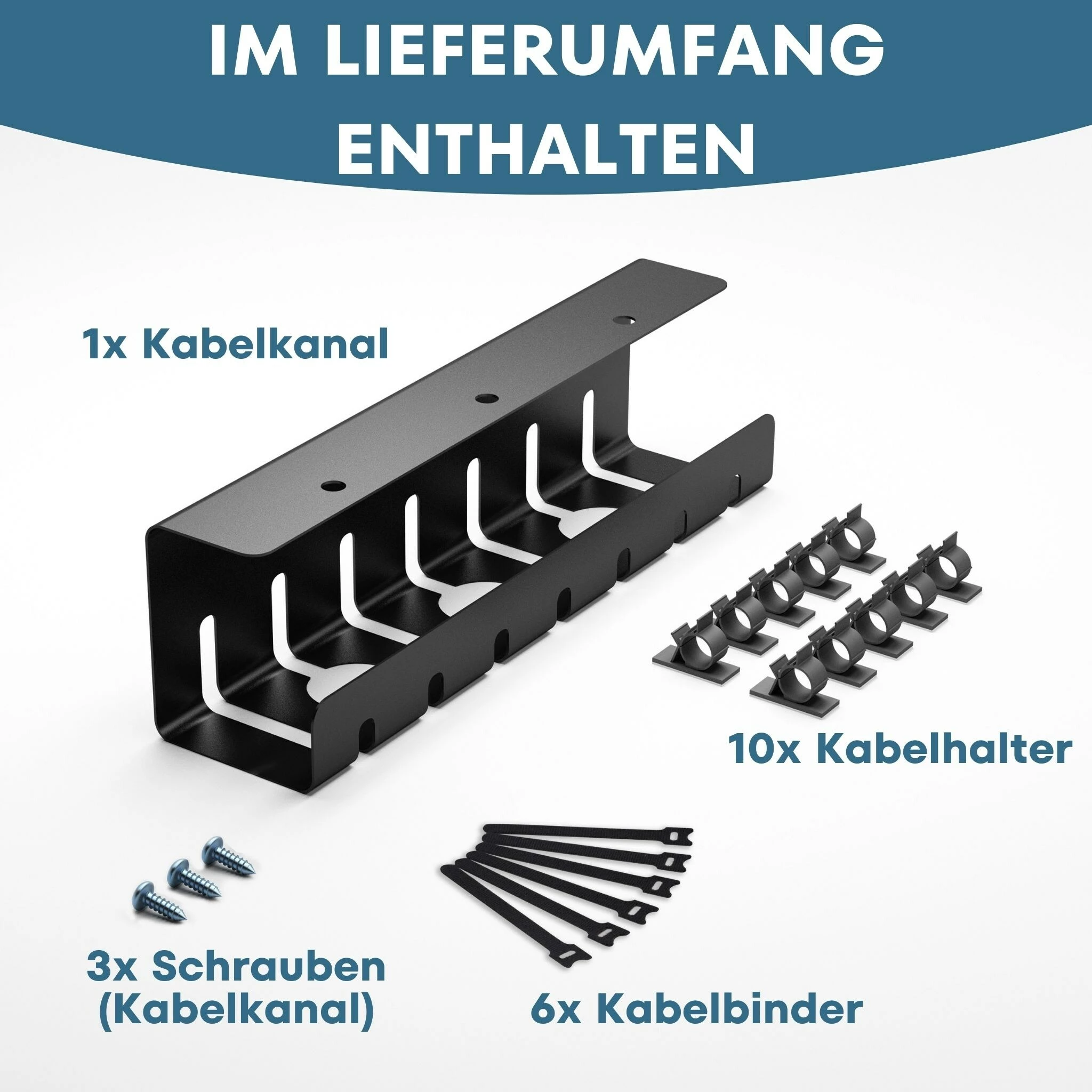 Albatros Set A Schwarz, Inkl. 1x Kabelkanal, 6x Kabelbinder, 10x Kabelhalter 2 Albatros Set A Schwarz, Inkl. 1x Kabelkanal, 6x Kabelbinder, 10x Kabelhalter – Bild 2