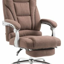 CLP Bürostuhl Pacific Mit Stoffbezug | Schreibtischstuhl Mit Laufrollen | Relaxsessel Mit Ausziehbarer Fußstütze | Max. Belastbarkeit 150 Kg