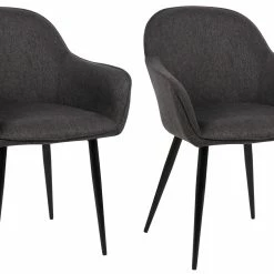 CLP 2er Set Esszimmerstühle Boise Mit Stoffbezug I Polsterstühle Mit Robustem Metallgestell & Bodenschonern