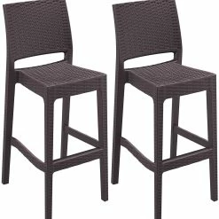 CLP 2er Set Barhocker Jamaica Mit Fußstütze I Outdoor-Tresenhocker In Rattan-Optik I Stapelbare Barstühle