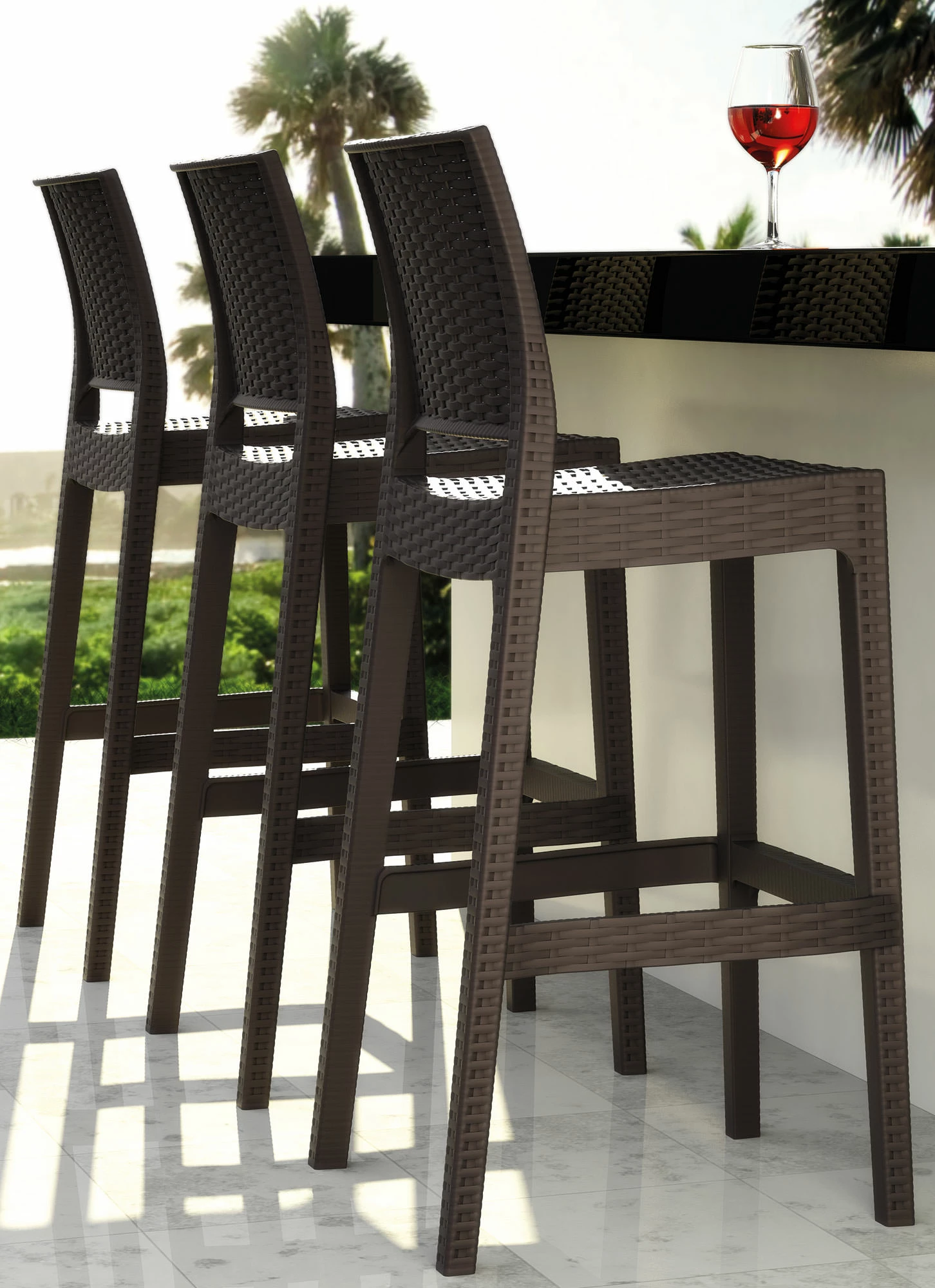 CLP 2er Set Barhocker Jamaica Mit Fußstütze I Outdoor-Tresenhocker In Rattan-Optik I Stapelbare Barstühle 2 CLP 2er Set Barhocker Jamaica Mit Fußstütze I Outdoor-Tresenhocker In Rattan-Optik I Stapelbare Barstühle – Bild 2