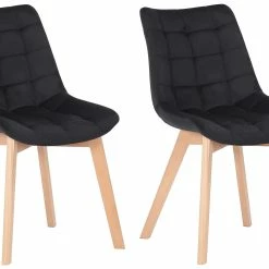 CLP 2er Esszimmerstühle Passaic Samt I Gesteppte Polsterstühle I Stühle Mit Bodenschonern