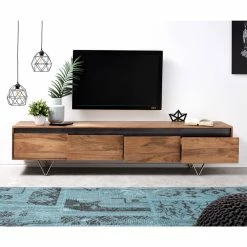 DELIFE Fernsehtisch Stonegrace Akazie Natur Schiefer 200 Cm 4 Schübe Designer Lowboard -Vicco Geschäft 8600288200 17760 prod 004