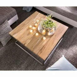 DELIFE Wohnzimmertisch Tatius Akazie Natur 80x80 Gestell Edelstahl Industrial Style 8 DELIFE Wohnzimmertisch Tatius Akazie Natur 80x80 Gestell Edelstahl Industrial Style -Vicco Geschäft 8600288200 18577 prod 003