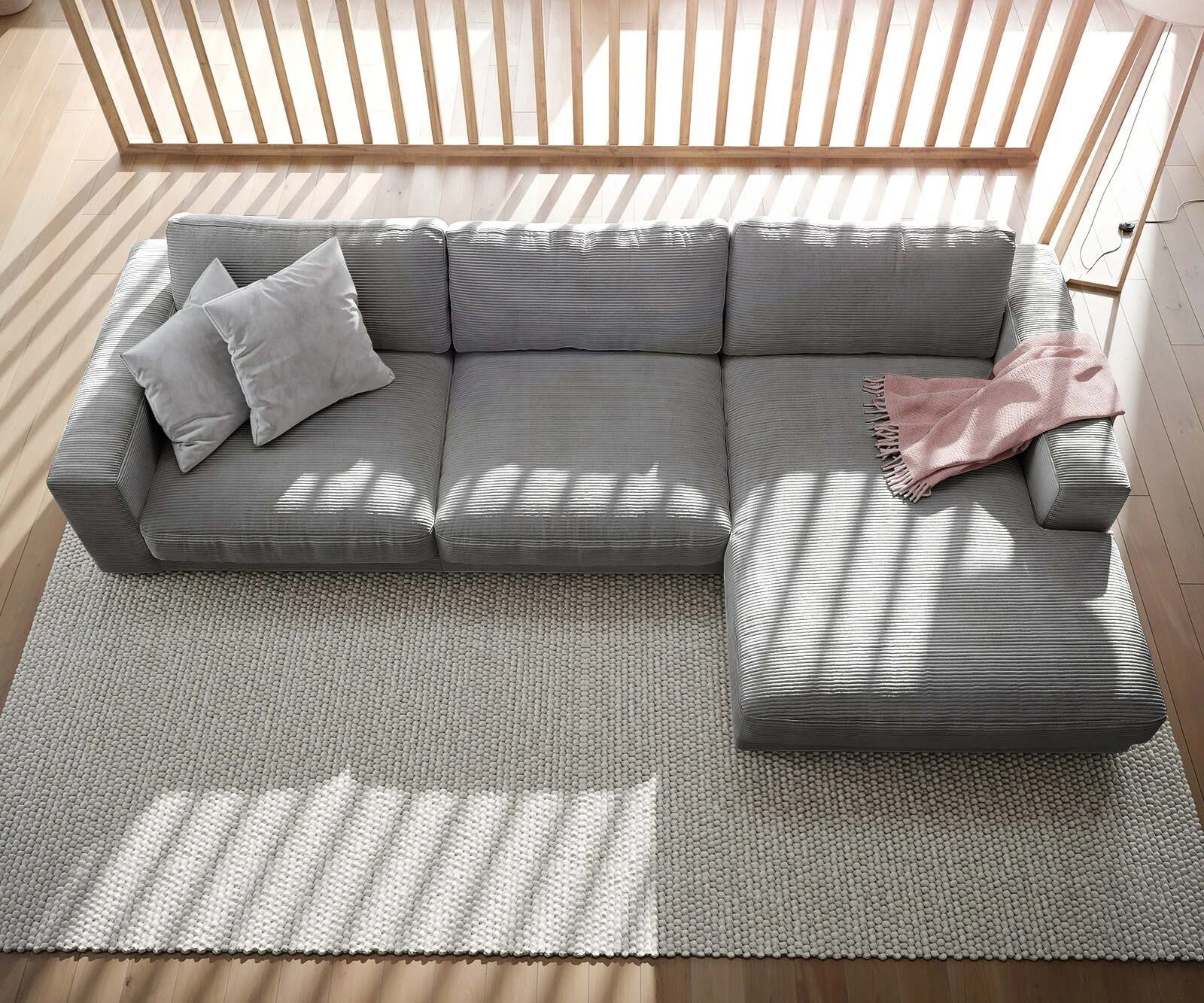 DELIFE Eckcouch Cubico Cord Silbergrau 350x190 Cm Recamiere Rechts Ecksofa 4 DELIFE Eckcouch Cubico Cord Silbergrau 350x190 Cm Recamiere Rechts Ecksofa – Bild 4