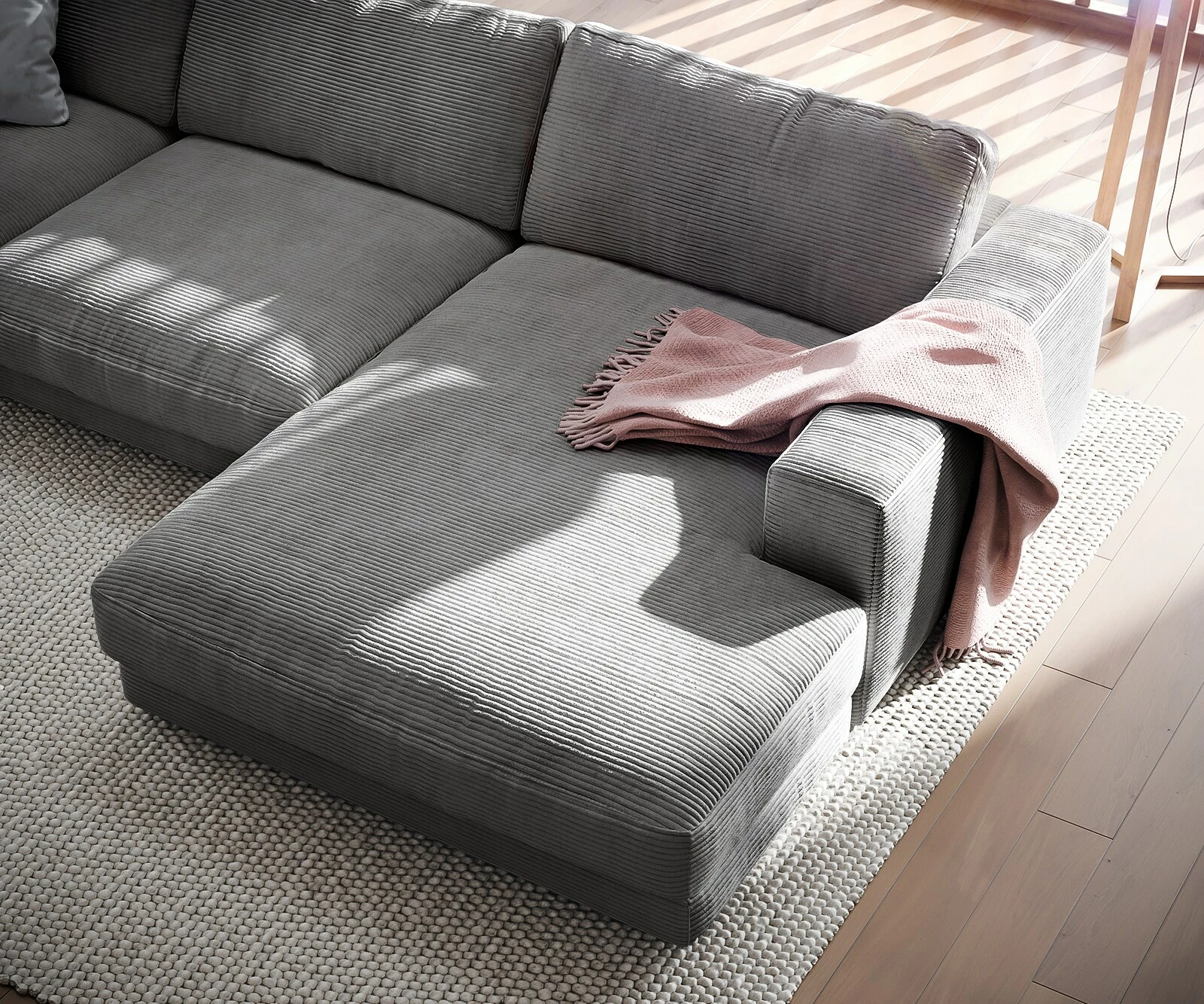 DELIFE Eckcouch Cubico Cord Silbergrau 350x190 Cm Recamiere Rechts Ecksofa 5 DELIFE Eckcouch Cubico Cord Silbergrau 350x190 Cm Recamiere Rechts Ecksofa – Bild 5