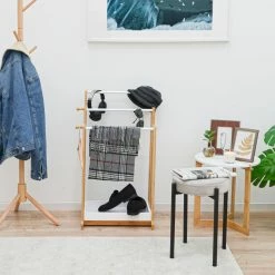 Dunedesign 3 Stangen Bambus Handtuchhalter 45x35x84 Bad Handtuchständer Holz - Freistehend -Vicco Geschäft 8600295800 11940 prod 003