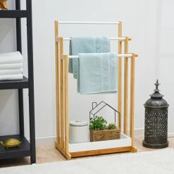 Dunedesign 3 Stangen Bambus Handtuchhalter 45x35x84 Bad Handtuchständer Holz - Freistehend -Vicco Geschäft 8600295800 11940 prod 004