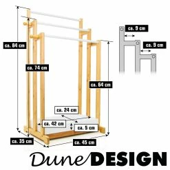 Dunedesign 3 Stangen Bambus Handtuchhalter 45x35x84 Bad Handtuchständer Holz - Freistehend -Vicco Geschäft 8600295800 11940 prod 006
