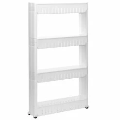 Eyepower 4er Nischenregal 12,5 Cm Schiebewagen Nischenwagen Kitchen Trolley Weiß Ablage