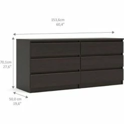 Dynamic24 Kommode NADA 6 Schubladen Kaffeefarben Sideboard Highboard Schrank Flur Diele -Vicco Geschäft 8600296500 24436 prod 006