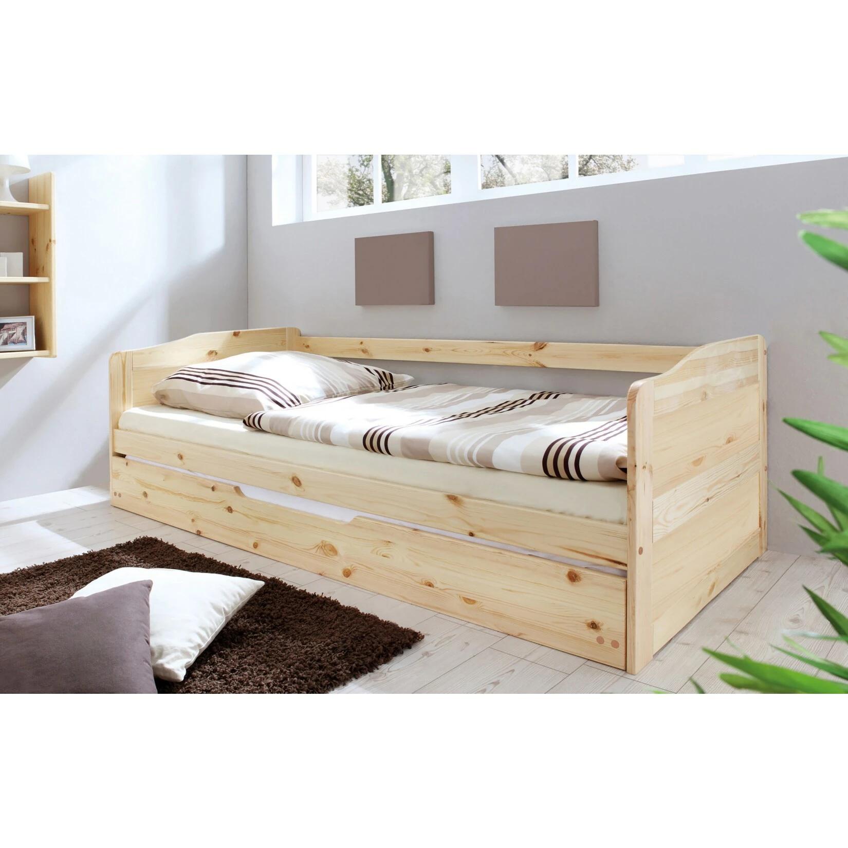 TiCAA Sofabett Funktionsbett Gästebett Mit Auszug Melinda Kiefer Natur 2 TiCAA Sofabett Funktionsbett Gästebett Mit Auszug Melinda Kiefer Natur – Bild 2