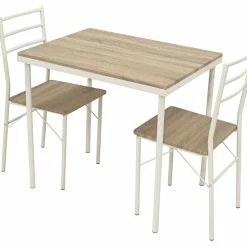 DEGAMO Essgruppe KÖLN 3-teilig, Metallgestell, Oberfläche Eiche Dekor