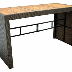 DEGAMO Bartisch CORTINA 185x80x110cm, Geflecht Braun + Akazienholz