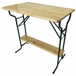 DEGAMO Stehtisch BAMBERG 113cm Klappbar, Metall + Holz Lackiert, Mit Fuss-Stütze