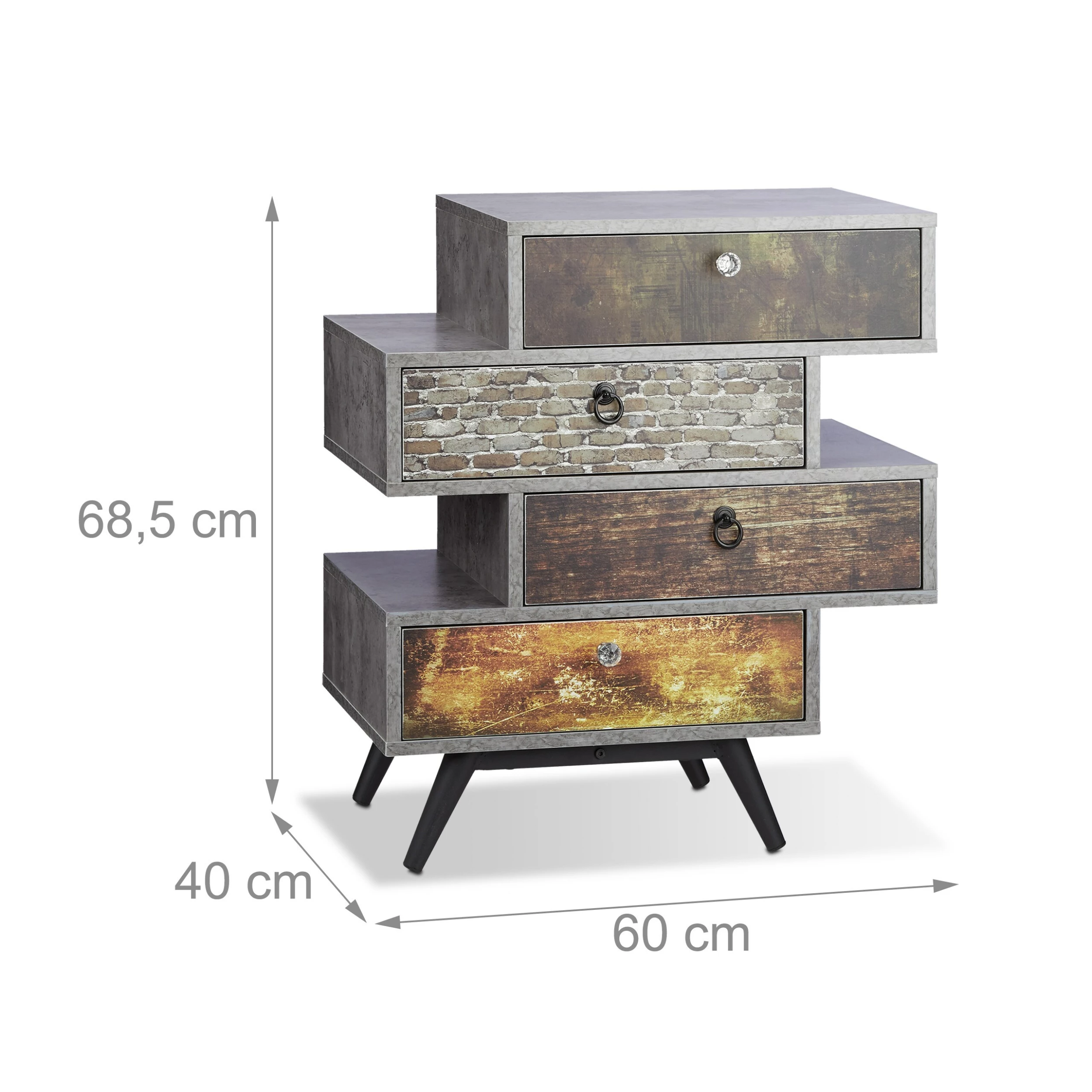 Relaxdays Vintage Kommode Mit 4 Schubladen 3 Relaxdays Vintage Kommode Mit 4 Schubladen – Bild 3