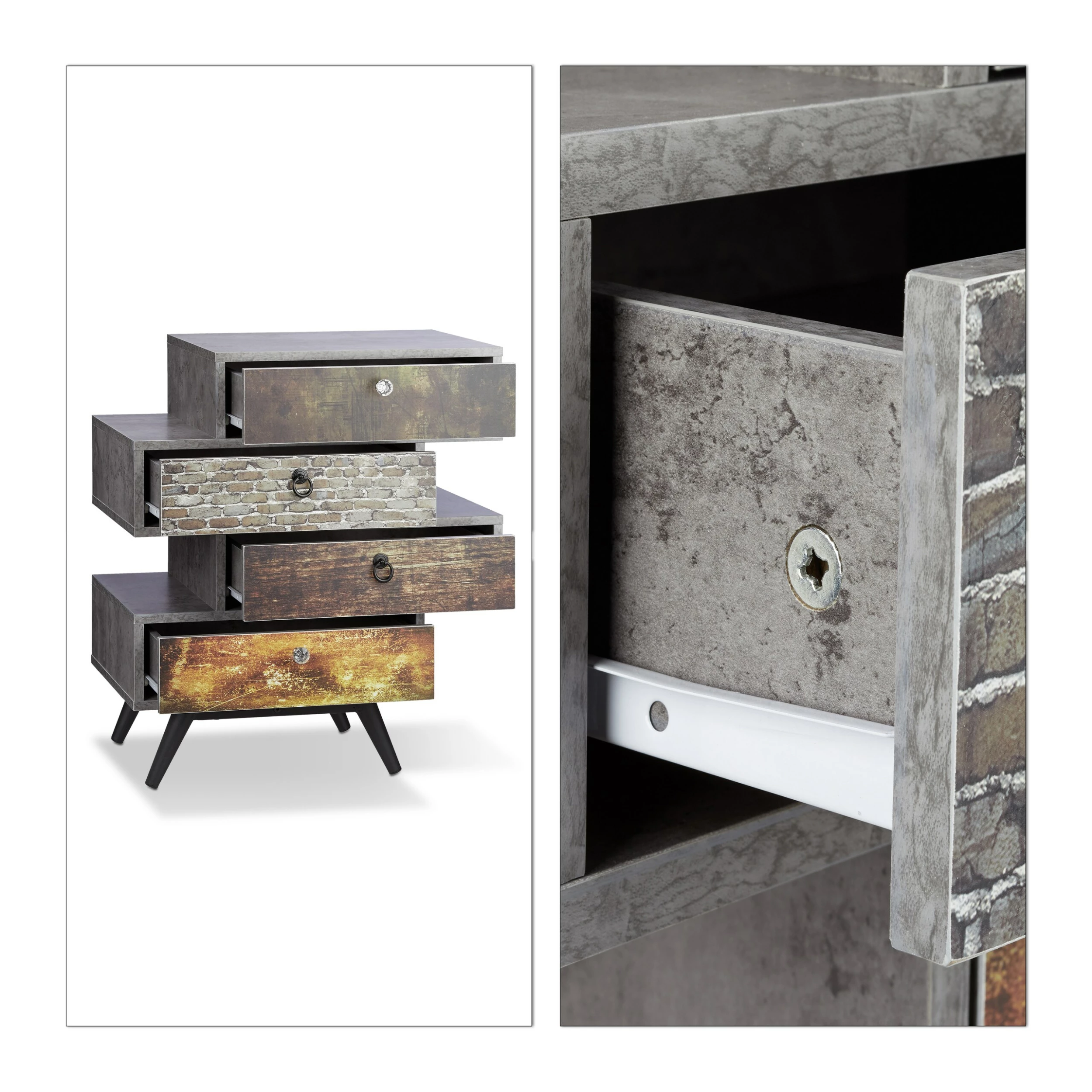 Relaxdays Vintage Kommode Mit 4 Schubladen 5 Relaxdays Vintage Kommode Mit 4 Schubladen – Bild 5