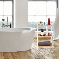 Relaxdays Badregal Bambus Weiß Und Natur