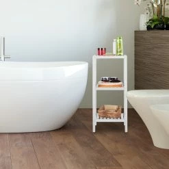 Relaxdays Badregal Walnuss Weiß