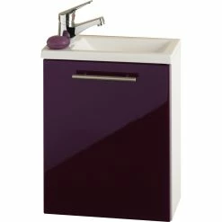 Posseik Handwaschplatz Alexo Weiss-brombeer Waschtisch Inkl.Mineralguss-Becken