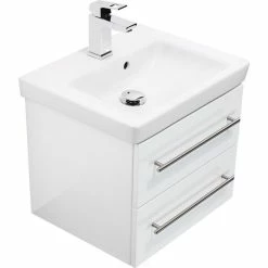 Badmöbel Inkl. Villeroy & Boch Waschbecken Subway 2.0 50cm Waschtisch Weiß Hochglanz -Vicco Geschäft 8600335800 18717 prod 004