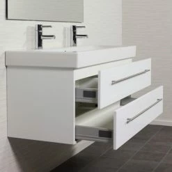 KERAMAG Waschtisch Doppel Waschbecken Unterschrank Icon B: 120 Cm Weiß Hochglanz -Vicco Geschäft 8600335800 18734 prod 004