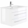 Badmöbel Inkl. Villeroy & Boch Waschbecken Venticello 80cm Weiß Hochglanz