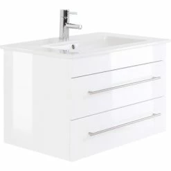 Badmöbel Inkl. Villeroy & Boch Waschbecken Venticello 80cm Weiß Hochglanz