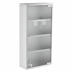 HOMCOM Medizinschrank Mit 4 Fachböden Silber 30 X 12 X 60 Cm (LxBxH) | Arzneischrank Erste Hilfe Schrank Mit Schloss 9 HOMCOM Medizinschrank Mit 4 Fachböden Silber 30 X 12 X 60 Cm (LxBxH) | Arzneischrank Erste Hilfe Schrank Mit Schloss -Vicco Geschäft 8600336600 02 0330 prod 004