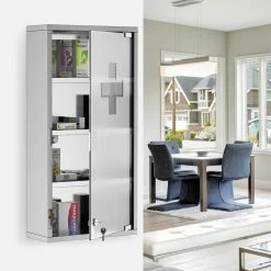 HOMCOM Medizinschrank Mit 4 Fachböden Silber 30 X 12 X 60 Cm (LxBxH) | Arzneischrank Erste Hilfe Schrank Mit Schloss 10 HOMCOM Medizinschrank Mit 4 Fachböden Silber 30 X 12 X 60 Cm (LxBxH) | Arzneischrank Erste Hilfe Schrank Mit Schloss -Vicco Geschäft 8600336600 02 0330 prod 005