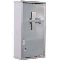HOMCOM Medikamentenschrank Mit 3 Fächer Silber 25 X 12 X 48 Cm (LxBxH) | Apothekerschrank Medizinschrank Arzneischrank