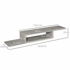 HOMCOM Lowboard Im Zement Design Zementgrau 154,2 X 29,8 X 21 Cm (BxTxH) | Fernsehtisch Fernsehschrank TV-Board Sideboard -Vicco Geschäft 8600336600 833 954 prod 005