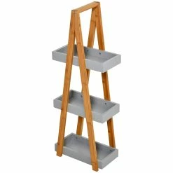 Kleankin Badregal Mit 3 Staufächer 30 X 18 X 81 Cm (BxTxH) | Standregal Leiterregal Badezimmermöbel Holzregal