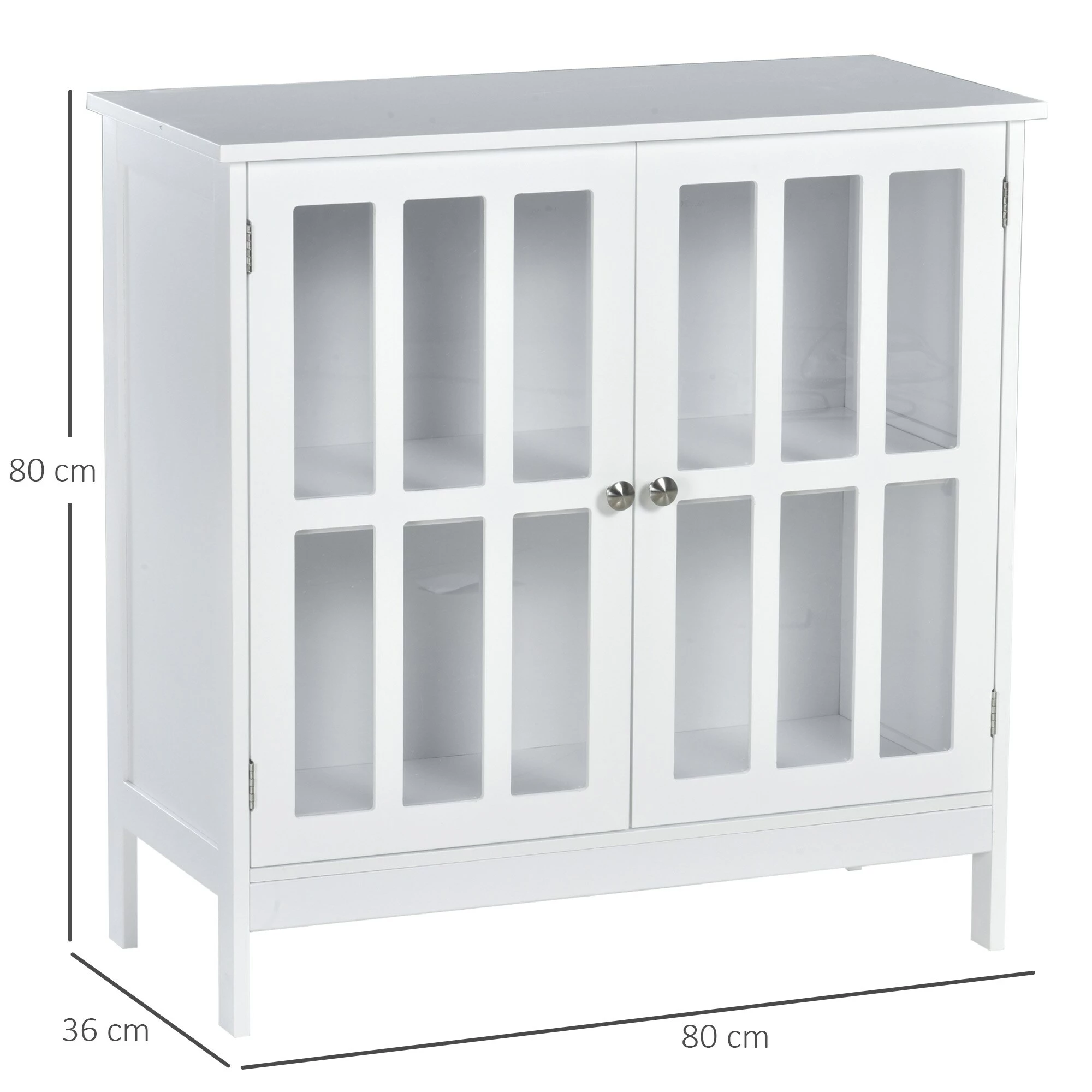 Kleankin Küchenschrank Mit Glastüren Weiß 80 X 36 X 80 Cm (BxTxH) | Beistellschrank Aufbewahrungsschrank Vitrine 5 Kleankin Küchenschrank Mit Glastüren Weiß 80 X 36 X 80 Cm (BxTxH) | Beistellschrank Aufbewahrungsschrank Vitrine – Bild 5