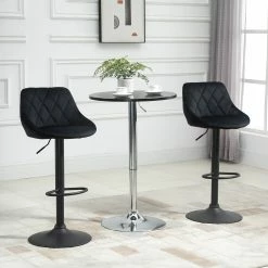 HOMCOM Barhocker Höhenverstellbares Set Schwarz 51,5B X 48T X 83-104H Cm | Hocker In Bar 360° Drehbare Hocker Höhenverstellbar Stuhl Hocker -Vicco Geschäft 8600336600 835 502V02BK prod 005