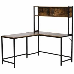 HOMCOM Eckschreibtisch Im Industriestil Braun, Schwarz 140 X 125 X 149 Cm (LxBxH) | Gamingtisch Bürotisch Computertisch PC-Tisch -Vicco Geschäft 8600336600 836 187 prod 003