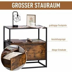 HOMCOM Regal Mit 2 Ebenen Und Schublade Schwarz, Braun 73 X 45,5 X 76 Cm | Bücherregal Standregal Mit Schublade Aufbewahrungsregal Regal -Vicco Geschäft 8600336600 838 039 prod 006