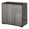 HOMCOM Schrank Hochglanz Optik, Push & Click Türen, 79 X 36 X 74 Cm (BxTxH) | Aufbewahrungsschrank Flurschrank Standregal Schrank