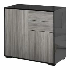 HOMCOM Schrank Hochglanz Optik, Push & Click Türen, 79 X 36 X 74 Cm (BxTxH) | Aufbewahrungsschrank Flurschrank Standregal Schrank