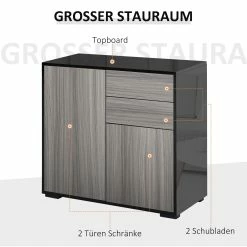 HOMCOM Schrank Hochglanz Optik, Push & Click Türen, 79 X 36 X 74 Cm (BxTxH) | Aufbewahrungsschrank Flurschrank Standregal Schrank -Vicco Geschäft 8600336600 838 075 prod 005