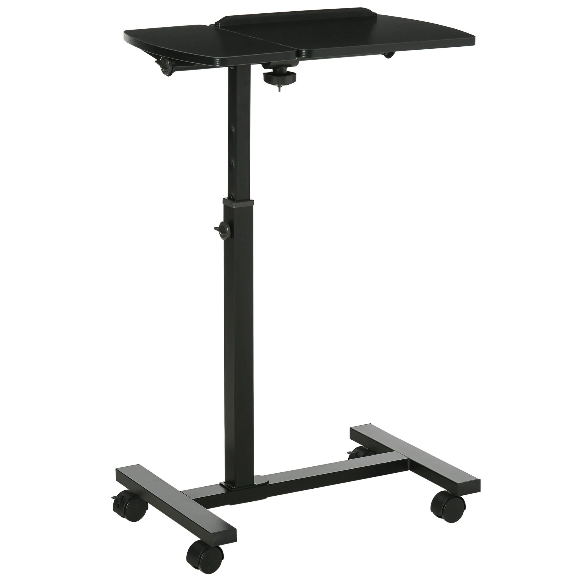 HOMCOM Mobiler Beistelltisch Mit Rollen Schwarz 58L X 34B X 72-90H Cm | Mobiler Laptop-ständer Beistelltisch Mit Rädern Höhenverstellbar 2 HOMCOM Mobiler Beistelltisch Mit Rollen Schwarz 58L X 34B X 72-90H Cm | Mobiler Laptop-ständer Beistelltisch Mit Rädern Höhenverstellbar – Bild 2