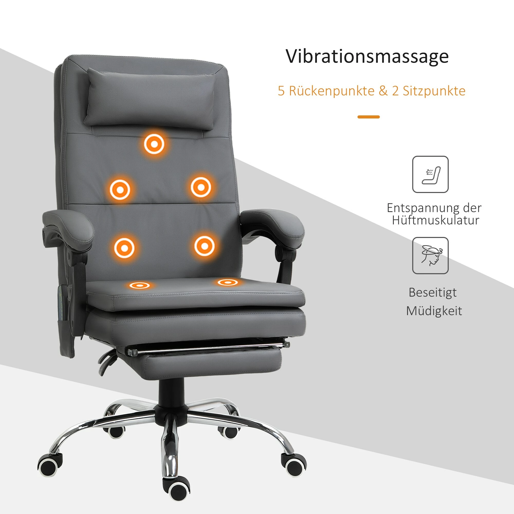 Vinsetto Bürostuhl Exklusiver Massagesessel, Entspannend, Insgesamt 7 Vibrationsmassagepunkte In Der Rückenlehne 67 X 70 X 112-120 Cm (LxBxH) | Massagesessel Chefsessel Drehstuhl Bürosessel 5 Vinsetto Bürostuhl Exklusiver Massagesessel, Entspannend, Insgesamt 7 Vibrationsmassagepunkte In Der Rückenlehne 67 X 70 X 112-120 Cm (LxBxH) | Massagesessel Chefsessel Drehstuhl Bürosessel – Bild 5