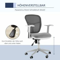 Vinsetto Bürostuhl Mesh-Gewebe Ist Atmungsaktiv Und Bequem, High-End-Lift Grau 57 X 58,8 X 88-96 Cm (BxTxH) | Bürostuhl Schreibtischstuhl Drehstuhl Bürosessel -Vicco Geschäft 8600336600 921 554 prod 005