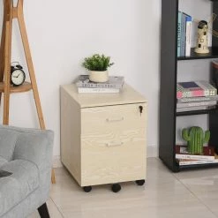 HOMCOM Rollcontainer Abschließbar Natur 40 X 44 X54,6 Cm (BxTxH) | Aufbewahrungsregal Büromöbel Aktenregal Büroschrank -Vicco Geschäft 8600336600 924 023AK prod 005