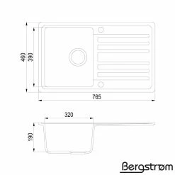Bergström Granit Spüle Küchenspüle Einbauspüle Auflage Spülbecken Küche Reversibel Grau -Vicco Geschäft 8600343700 12322 prod 003