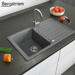 Bergström Granit Spüle Küchenspüle Einbauspüle Auflage Spülbecken Küche Reversibel Grau -Vicco Geschäft 8600343700 12322 prod 004
