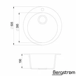 Bergström Granit Spüle Küchenspüle Einbauspüle Spülbecken+Drehexcenter+Siphon Schwarz -Vicco Geschäft 8600343700 12539 prod 003